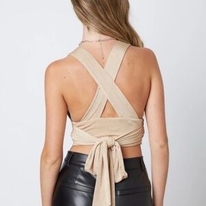 NWT! Beige Wrap Top, Size S